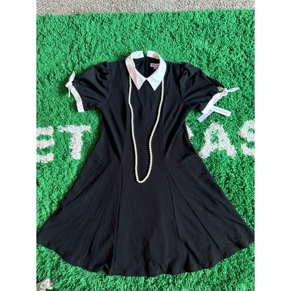 Shelby & Palmer Black Fit and Flare Dress Ivory‎ Collar Pearl Necklace 12 21F460